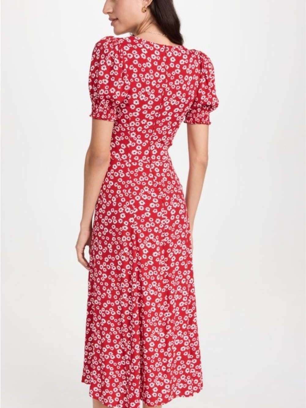 NWT Reformation Andre Nina Red Floral Puff Sleeve Midi Dress Cottagecore Chic